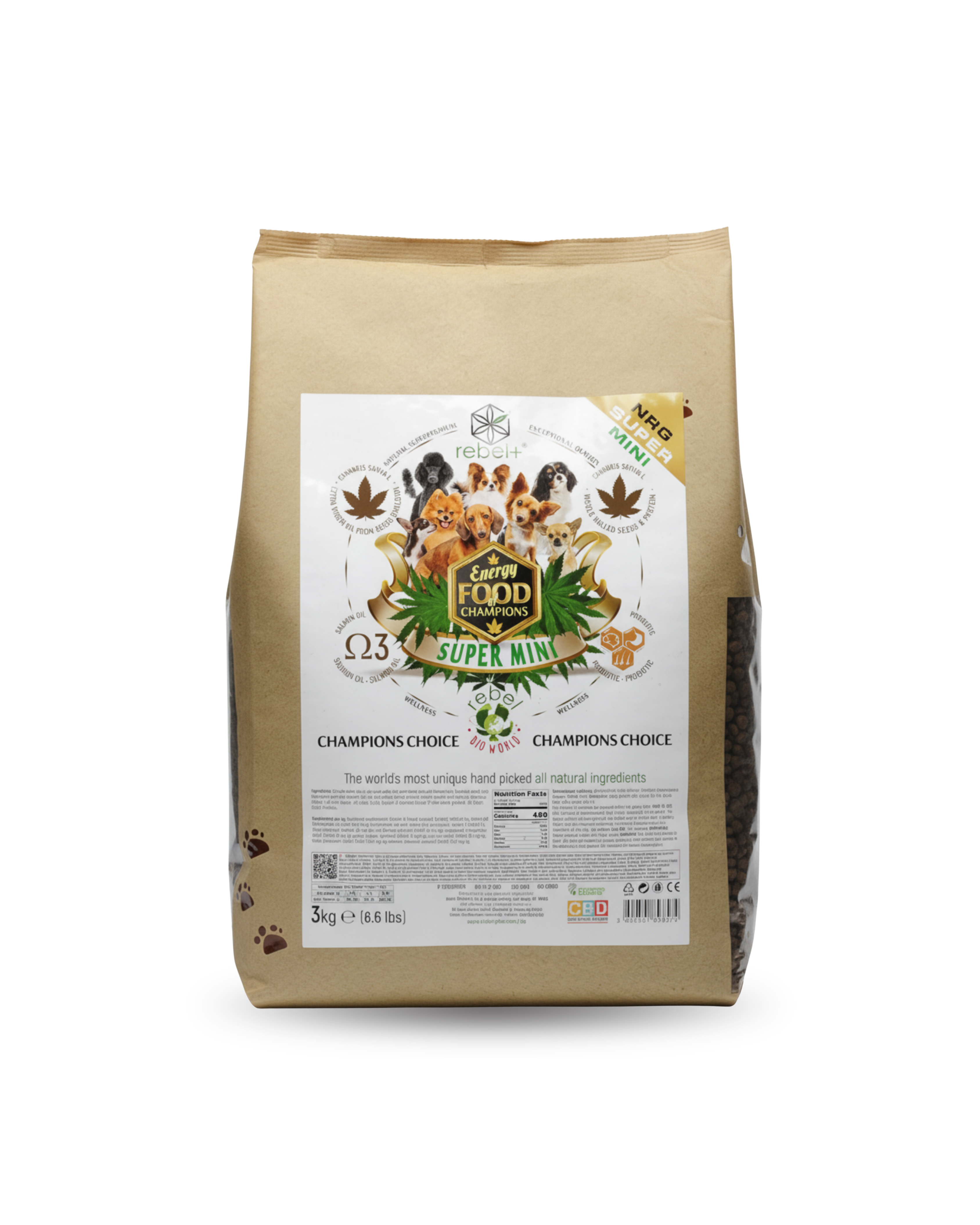 Energy Super Mini - Hundetrockenfutter mit CBD | 3kg.